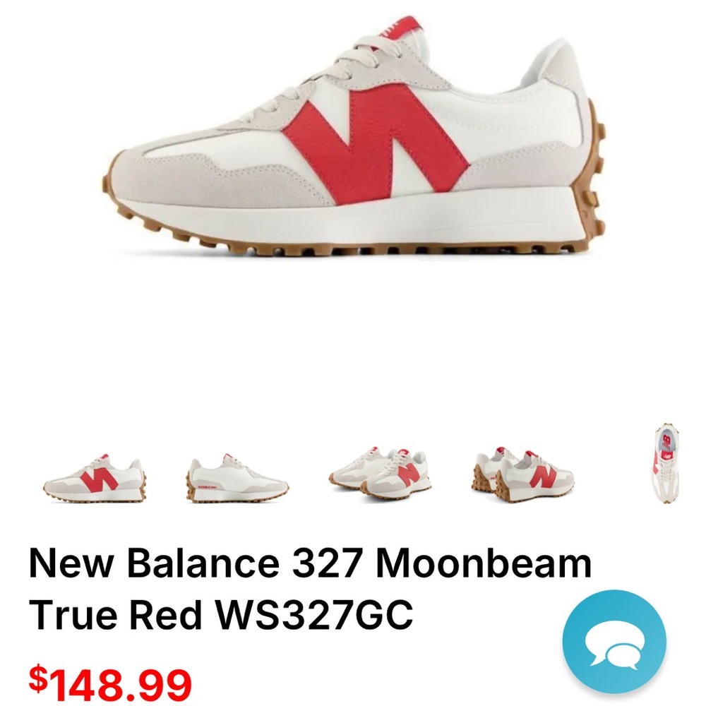 New Balance 327 sneakers white with red - size women 6.5 - very gently worn